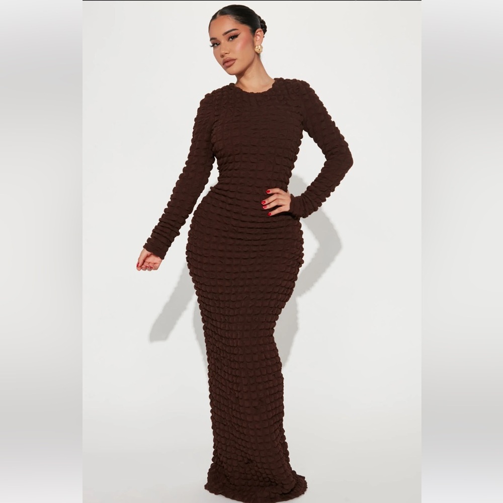 Fashion Nova Brown Bubble Dress